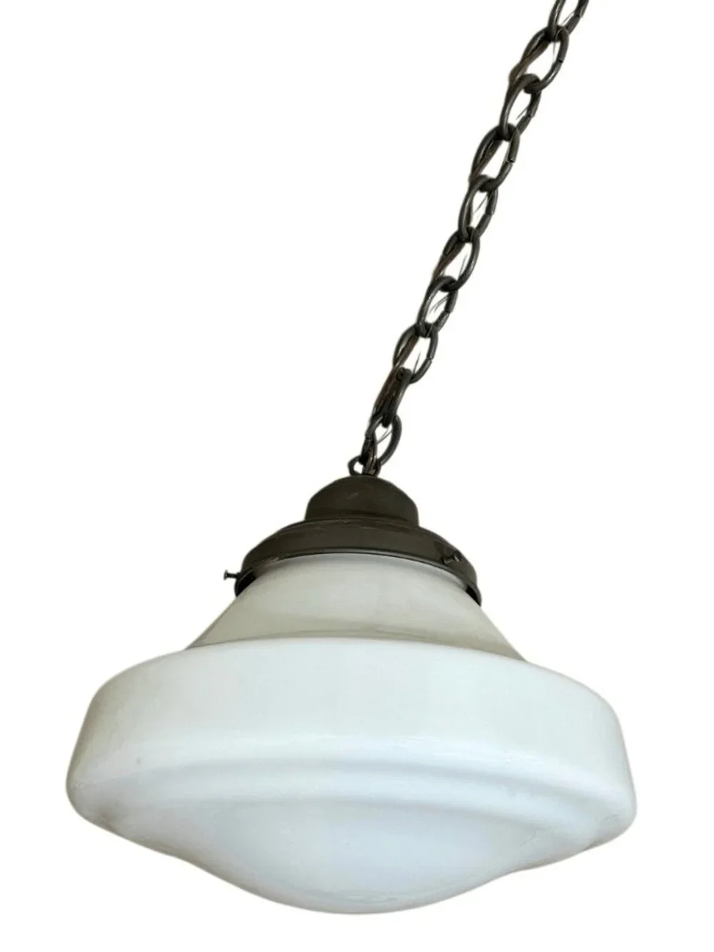 Vintage School White Glass Pendant Lighting Fixture